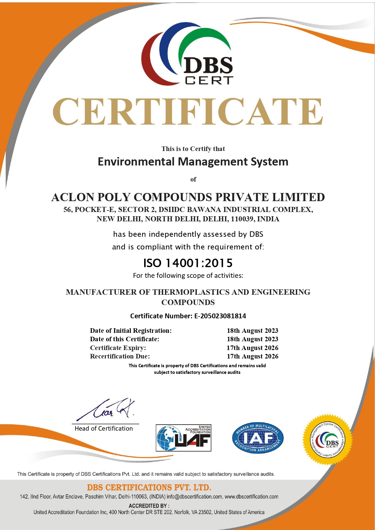 ISO 9001:2015 Certificate