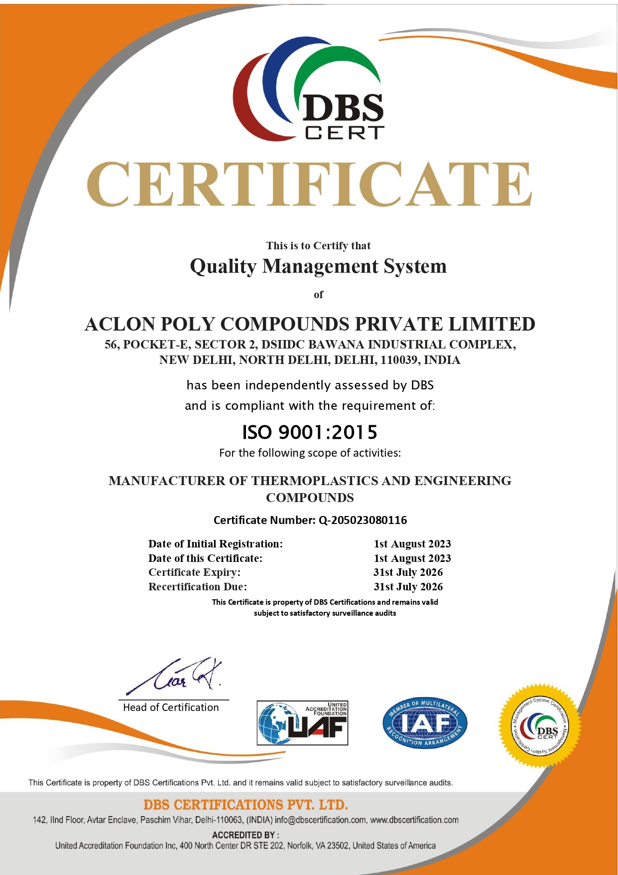 MSME ZED Bronze Certificate